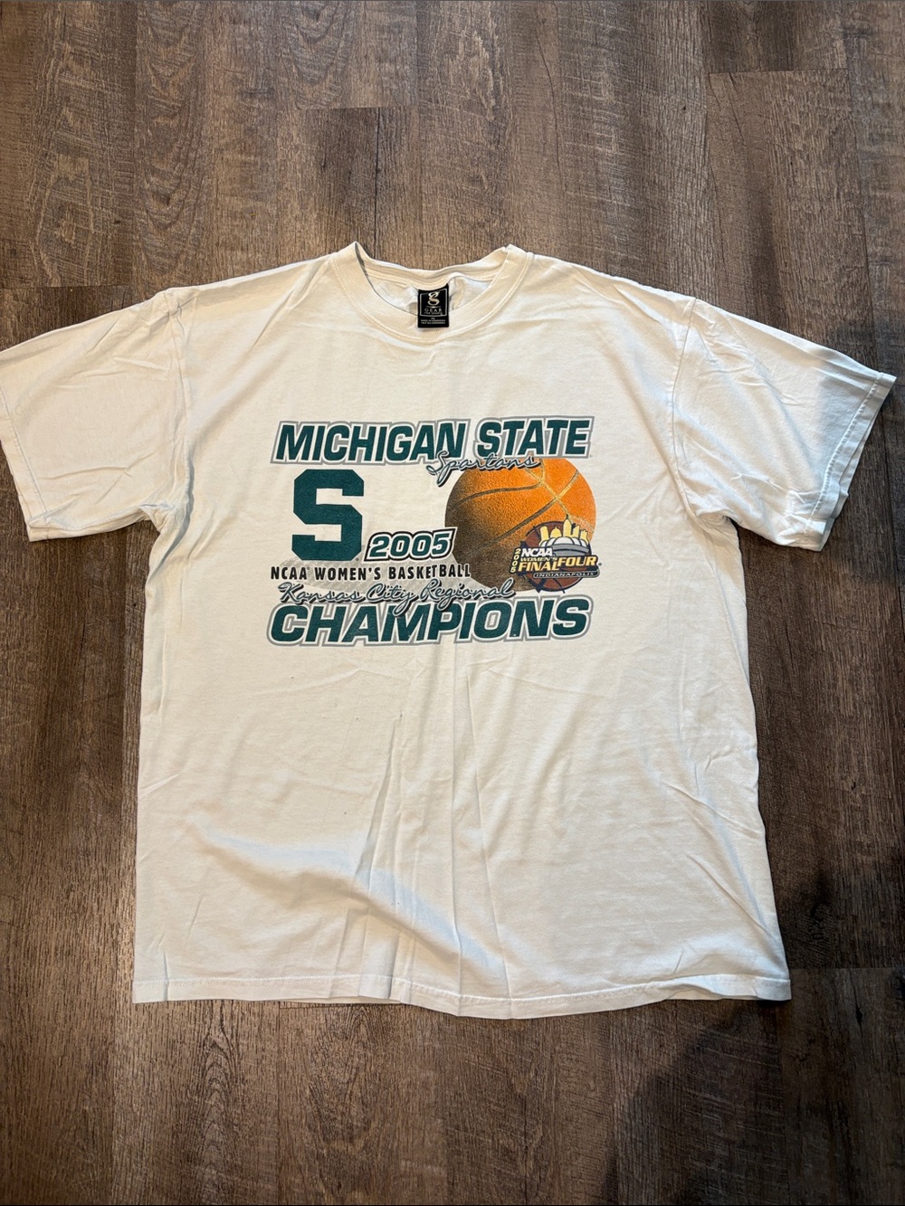 MSU White Graphic Basketball Tee